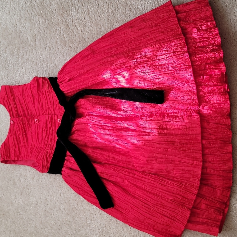 RED & BLACK girls Dress Sz 6 Like New - Picture 4 of 4
